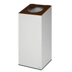 PROREGAL Robuster Modularer Wertstoffsammler Mit Runder Einwurföffnung 100 Liter HxBxT 89 x 38 x 38 cm Verzinkter Stahl Lichtgrau Braun