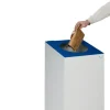 PROREGAL Robuster Modularer Wertstoffsammler Mit Runder Einwurföffnung 100 Liter HxBxT 89 x 38 x 38 cm Verzinkter Stahl Lichtgrau Blau