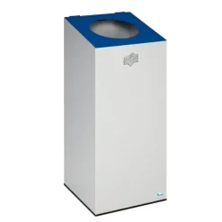 PROREGAL Robuster Modularer Wertstoffsammler Mit Runder Einwurföffnung 100 Liter HxBxT 89 x 38 x 38 cm Verzinkter Stahl Lichtgrau Blau