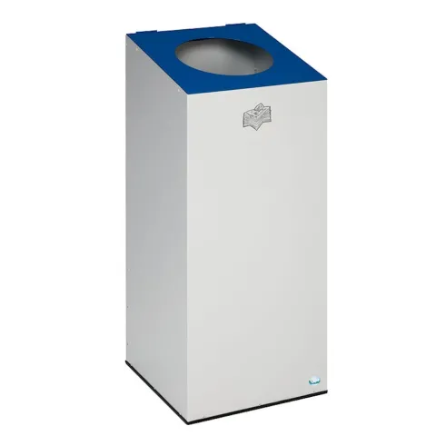 PROREGAL Robuster Modularer Wertstoffsammler Mit Runder Einwurföffnung 100 Liter HxBxT 89 x 38 x 38 cm Verzinkter Stahl Lichtgrau Blau