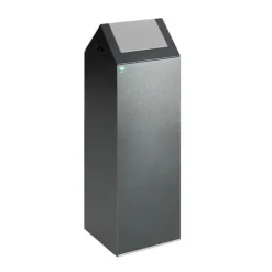 PROREGAL Selbstlöschender Wertstoffsammler Spitz Mit Einwurfklappe 89 Liter HxBxT 104,5 x 32 x 32 cm Verzinkter Stahl Grau Silber