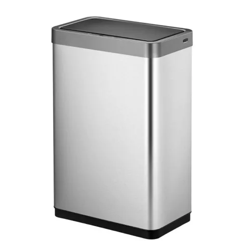 PROREGAL Sensor Abfallbehälter Aus Mattem Edelstahl 40 Liter HxBxT 64,8 x 47 x 28 cm Zwei Kunststoff Inneneimer Automatische Öffnung&Schließung Silber