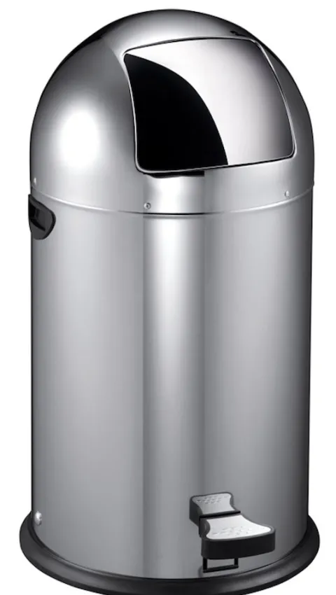 PROREGAL Stilvoller Eleganter Abfalleimer Mit Starkem Fußpedal und Verzinktem Inneneimer 40 Liter HxBxT 74 x 41,5 x 47,5 cm Edelstahl