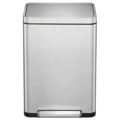 PROREGAL Stilvoller Rechteckiger Treteimer Mit Extra Breitem Pedal & Gedämpften Stay Open Deckel HxBxT 65,2 x 43,3 x 33,4 cm 20 & 20 Liter Silber
