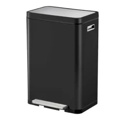 PROREGAL Stilvoller Rechteckiger Treteimer Mit Extra Breitem Pedal & Gedämpften Stay Open Deckel HxBxT 65,2 x 43,3 x 33,4 cm 20 & 20 Liter Schwarz