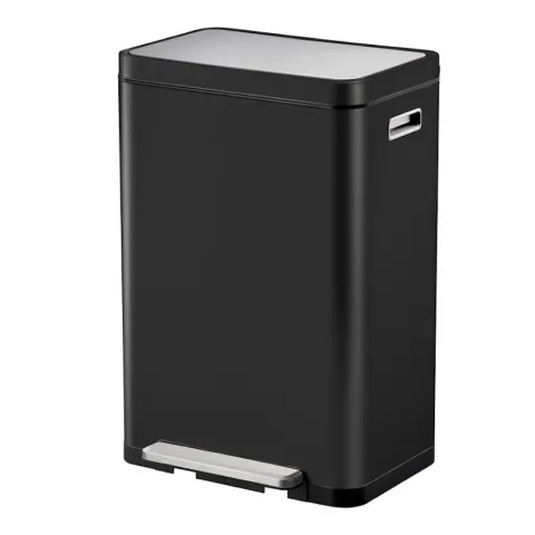 PROREGAL Stilvoller Rechteckiger Treteimer Mit Extra Breitem Pedal & Gedämpften Stay Open Deckel HxBxT 65,2 x 43,3 x 33,4 cm 20 & 20 Liter Schwarz