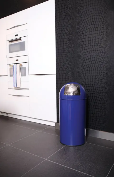 PROREGAL Abfallbehälter Mit Pushdeckel & Inneneimer Aus Metall 40 Liter HxBxT 74 x 34 x 34 cm Blau