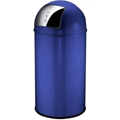 PROREGAL Abfallbehälter Mit Pushdeckel & Inneneimer Aus Metall 40 Liter HxBxT 74 x 34 x 34 cm Blau