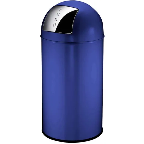 PROREGAL Abfallbehälter Mit Pushdeckel & Inneneimer Aus Metall 40 Liter HxBxT 74 x 34 x 34 cm Blau