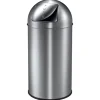 PROREGAL Abfallbehälter Mit Pushdeckel & Inneneimer Aus Metall 40 Liter HxBxT 74 x 34 x 34 cm Matt Edelstahl & Silber