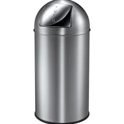 PROREGAL Abfallbehälter Mit Pushdeckel & Inneneimer Aus Metall 40 Liter HxBxT 74 x 34 x 34 cm Matt Edelstahl & Silber