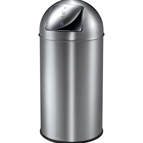 PROREGAL Abfallbehälter Mit Pushdeckel & Inneneimer Aus Metall 40 Liter HxBxT 74 x 34 x 34 cm Matt Edelstahl & Silber
