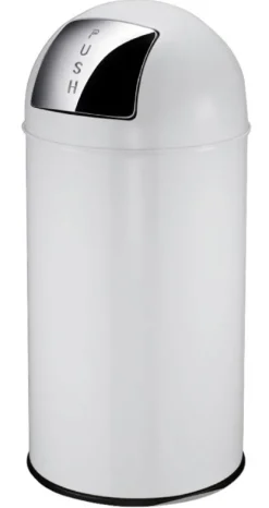 PROREGAL Abfallbehälter Mit Pushdeckel & Inneneimer Aus Metall 40 Liter HxBxT 74 x 34 x 34 cm Weiß