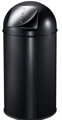 PROREGAL Abfallbehälter Mit Pushdeckel & Inneneimer Aus Metall 40 Liter HxBxT 74 x 34 x 34 cm Schwarz