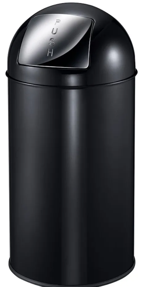 PROREGAL Abfallbehälter Mit Pushdeckel & Inneneimer Aus Metall 40 Liter HxBxT 74 x 34 x 34 cm Schwarz