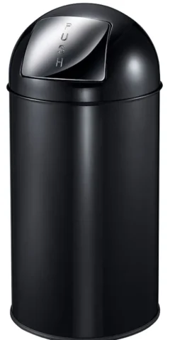 PROREGAL Abfallbehälter Mit Pushdeckel & Inneneimer Aus Metall 40 Liter HxBxT 74 x 34 x 34 cm Schwarz
