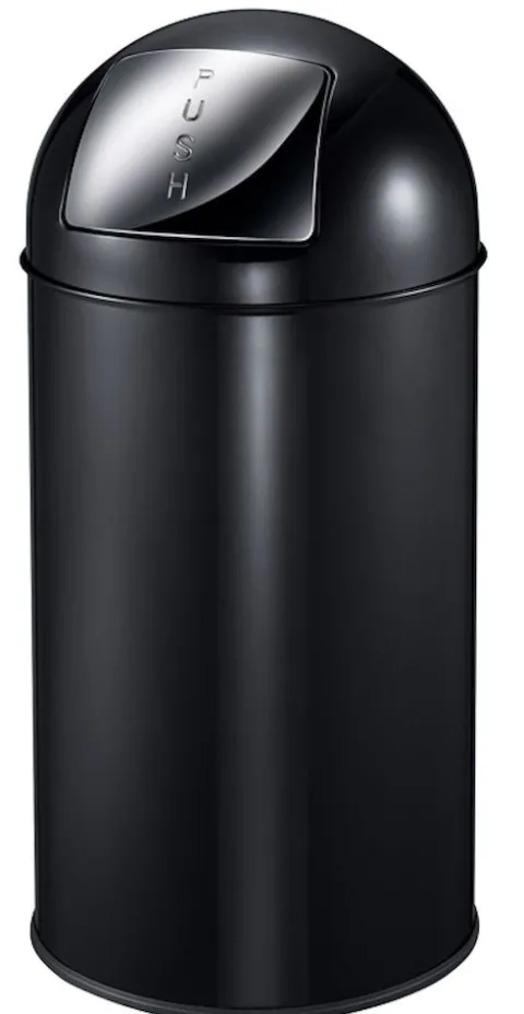 PROREGAL Abfallbehälter Mit Pushdeckel & Inneneimer Aus Metall 40 Liter HxBxT 74 x 34 x 34 cm Schwarz