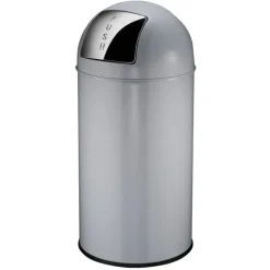 PROREGAL Abfallbehälter Mit Pushdeckel & Inneneimer Aus Metall 40 Liter HxBxT 74 x 34 x 34 cm Grau