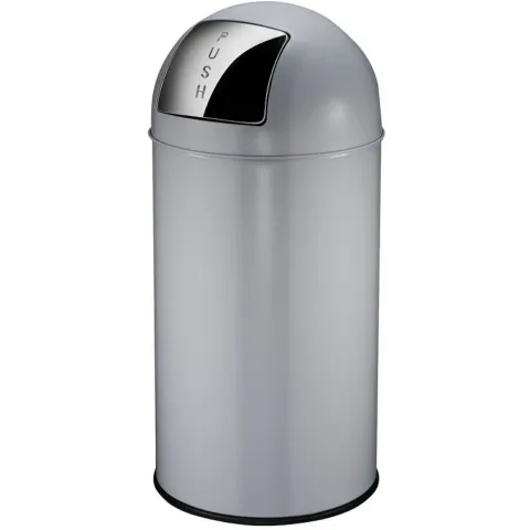 PROREGAL Abfallbehälter Mit Pushdeckel & Inneneimer Aus Metall 40 Liter HxBxT 74 x 34 x 34 cm Grau