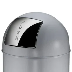 PROREGAL Abfallbehälter Mit Pushdeckel & Inneneimer Aus Metall 40 Liter HxBxT 74 x 34 x 34 cm Grau