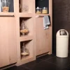 PROREGAL Abfallbehälter Mit Pushdeckel & Inneneimer Aus Metall 40 Liter HxBxT 74 x 34 x 34 cm Creme