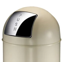 PROREGAL Abfallbehälter Mit Pushdeckel & Inneneimer Aus Metall 40 Liter HxBxT 74 x 34 x 34 cm Creme