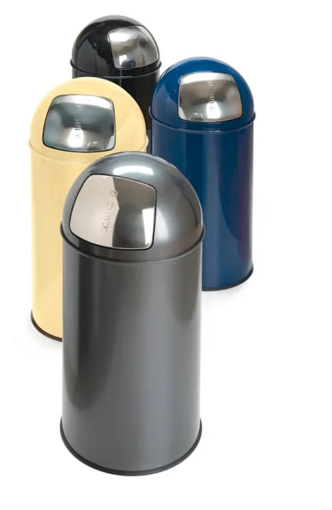 PROREGAL Abfallbehälter Mit Pushdeckel & Inneneimer Aus Metall 40 Liter HxBxT 74 x 34 x 34 cm Creme