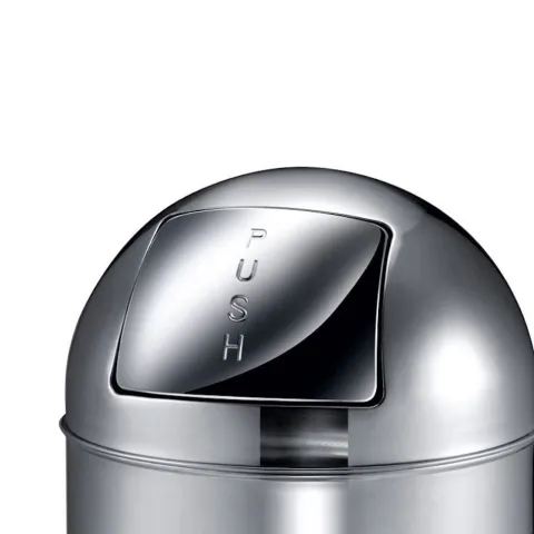 PROREGAL Abfallbehälter Mit Pushdeckel & Inneneimer Aus Metall 40 Liter HxBxT 74 x 34 x 34 cm Edelstahl & Silber