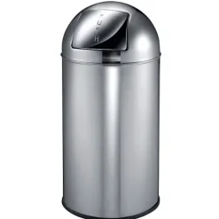PROREGAL Abfallbehälter Mit Pushdeckel & Inneneimer Aus Metall 40 Liter HxBxT 74 x 34 x 34 cm Edelstahl & Silber