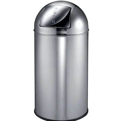 PROREGAL Abfallbehälter Mit Pushdeckel & Inneneimer Aus Metall 40 Liter HxBxT 74 x 34 x 34 cm Edelstahl & Silber