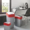 PROREGAL Abfallbehälter mit Schwing-/Klappdeckel  25 Liter FassungsvermögenSilber/Rot