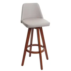 PROREGAL Barhocker drehbar mit Lehne Sitzhöhe 72cm Holz Kunstleder drehbar Taupe Barstuhl Tresenhocker