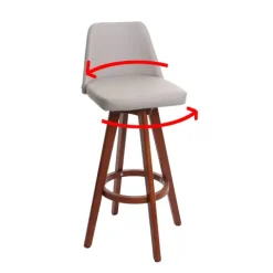 PROREGAL Barhocker drehbar mit Lehne Sitzhöhe 72cm Holz Kunstleder drehbar Taupe Barstuhl Tresenhocker