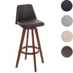 PROREGAL Barhocker drehbar mit Lehne Sitzhöhe 72cm Holz Kunstleder drehbar Taupe Barstuhl Tresenhocker
