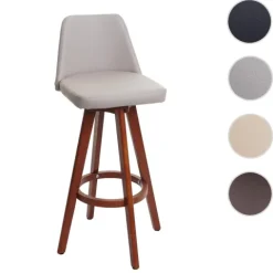 PROREGAL Barhocker drehbar mit Lehne Sitzhöhe 72cm Holz Kunstleder drehbar Taupe Barstuhl Tresenhocker