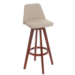 PROREGAL Barhocker drehbar mit Lehne Sitzhöhe 72cm Holz Kunstleder drehbar Creme Barstuhl Tresenhocker
