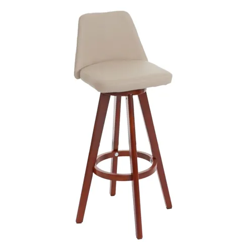 PROREGAL Barhocker drehbar mit Lehne Sitzhöhe 72cm Holz Kunstleder drehbar Creme Barstuhl Tresenhocker