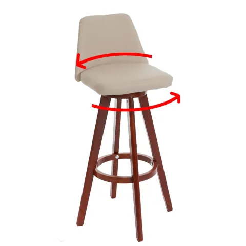 PROREGAL Barhocker drehbar mit Lehne Sitzhöhe 72cm Holz Kunstleder drehbar Creme Barstuhl Tresenhocker