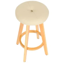 PROREGAL Barhocker drehbar und einfach Sitzhöhe 67cm Holz Kunstleder drehbar Creme helle Beine Barstuhl Tresenhocker