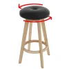PROREGAL Barhocker drehbar und einfach Sitzhöhe 67cm Holz Kunstleder drehbar Schwarz helle Beine Barstuhl Tresenhocker