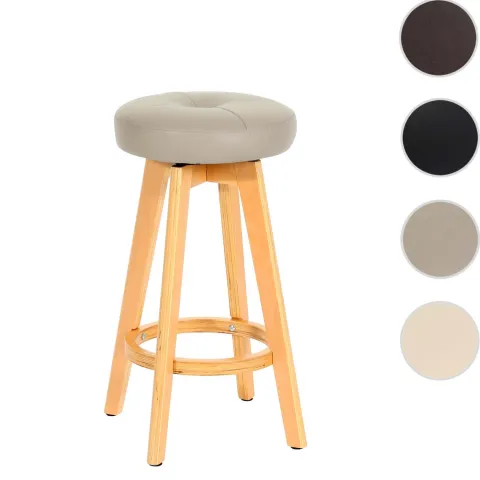 PROREGAL Barhocker drehbar und einfach Sitzhöhe 67cm Holz Kunstleder drehbar Schwarz helle Beine Barstuhl Tresenhocker