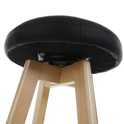 PROREGAL Barhocker drehbar und einfach Sitzhöhe 67cm Holz Kunstleder drehbar Schwarz helle Beine Barstuhl Tresenhocker