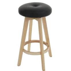 PROREGAL Barhocker drehbar und einfach Sitzhöhe 67cm Holz Kunstleder drehbar Schwarz helle Beine Barstuhl Tresenhocker