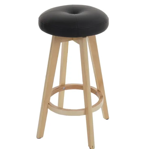 PROREGAL Barhocker drehbar und einfach Sitzhöhe 67cm Holz Kunstleder drehbar Schwarz helle Beine Barstuhl Tresenhocker