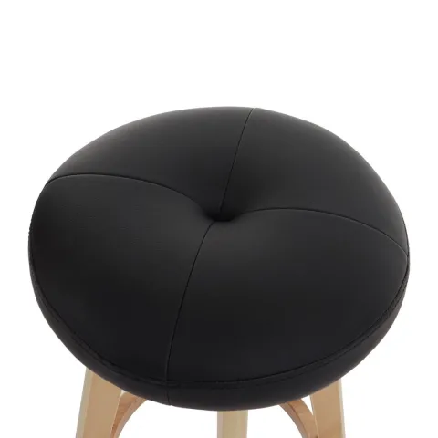 PROREGAL Barhocker drehbar und einfach Sitzhöhe 67cm Holz Kunstleder drehbar Schwarz helle Beine Barstuhl Tresenhocker
