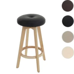 PROREGAL Barhocker drehbar und einfach Sitzhöhe 67cm Holz Kunstleder drehbar Schwarz helle Beine Barstuhl Tresenhocker