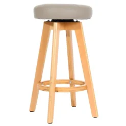 PROREGAL Barhocker drehbar und einfach Sitzhöhe 67cm Holz Kunstleder drehbar Taupe helle Beine Barstuhl Tresenhocker