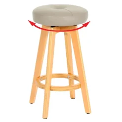 PROREGAL Barhocker drehbar und einfach Sitzhöhe 67cm Holz Kunstleder drehbar Taupe helle Beine Barstuhl Tresenhocker