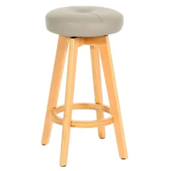 PROREGAL Barhocker drehbar und einfach Sitzhöhe 67cm Holz Kunstleder drehbar Taupe helle Beine Barstuhl Tresenhocker