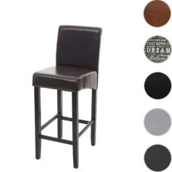 PROREGAL Barhocker gepolstert mit Lehne Sitzhöhe 75cm Holz| Rot-braun helle Beine Kunstleder Barstuhl Tresenhocker